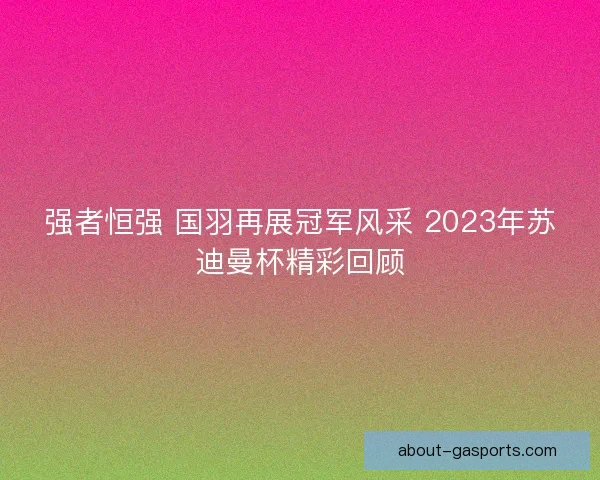 强者恒强 国羽再展冠军风采 2023年苏迪曼杯精彩回顾